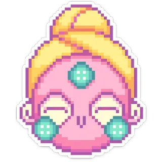 ☺️ 60ee76c2 像素艺术, 粉色, 贴纸, 脸, 角色 whatsapp sticker
