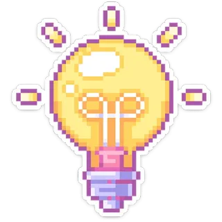💡 76849897 灯泡, 想法, 像素画, 卡通, 数字艺术, 发明, 电力, 明亮 whatsapp sticker