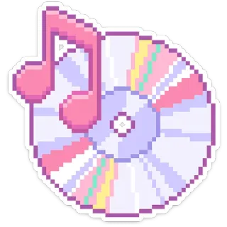 🎶 8b1e0f25 像素画, 音乐, CD, 音符, 可爱, 贴纸 whatsapp sticker