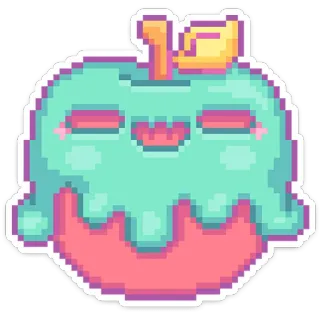 ☺️ b50c40f6 苹果, 像素画, 可爱, 卡哇伊, 贴纸, 数字艺术, 食物, 水果 whatsapp sticker