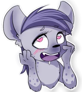 😍 18744a30 hiena, antropomorficzny, futrzak, kreskówka, miłość, słodki telegram sticker