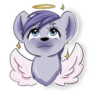 😇 5426e436 zwierzę, anioł, skrzydła, słodki, kreskówka, naklejka, halo telegram sticker