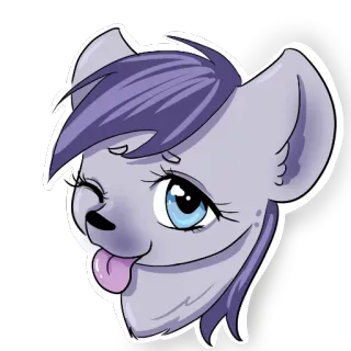 😜 759a15f5 Kreskówka, Zwierzę, Naklejka, Uroczy, Język, Fioletowy, Szary telegram sticker