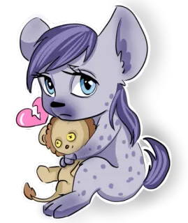 💔 8020b842 hiena, smutny, złamane serce, kreskówka, zwierzę, pluszak, lew, słodki, kawaii telegram sticker