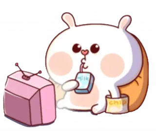 📺 56405469 Milk Hase, Milch, Fernseher, Chips, Snack telegram sticker