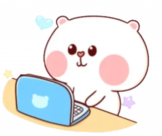 💻 be5c8165 Bär, Laptop, Niedlich, Cartoon, Kawaii, Computer, Tier telegram sticker