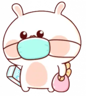 😷 f8fd9750 süß, tier, hase, maske, kawaii, cartoon telegram sticker