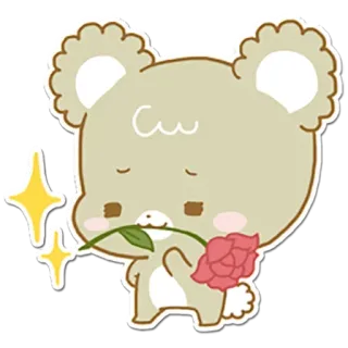 🌹 360435f1 หมี, กุหลาบ, น่ารัก, ประกาย telegram sticker