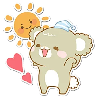😄 74ca0d03 โคอาลา, พระอาทิตย์, น่ารัก, หัวใจ, การ์ตูน telegram sticker