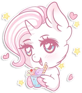 ❤ bcca7461 pony, ice cream, cute, kawaii, heart, sticker, unicorn, cartoon telegram sticker