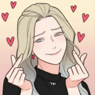 🌟 5af799c9 Dibujo animado, Mujer, Corazones, Amor, Corazón con los dedos, Corazón coreano whatsapp sticker