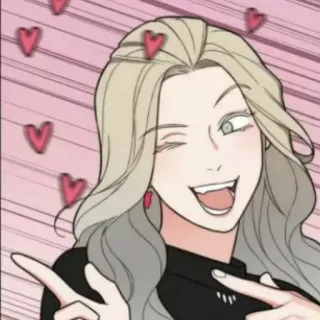 🌟 cbed5e9f mujer, corazones, guiño, sonrisa, dibujos animados, amigable whatsapp sticker