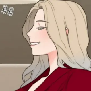 🌟 cfaaf70f KA-XA mujer, pelo, sonrisa, dibujo animado, rubia, femenina whatsapp sticker