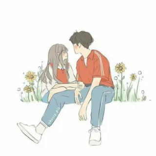 💕 0ff40f25 couple, amour, romance, dessin animé, illustration, amitié whatsapp sticker