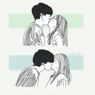 💕 ddb70a40 amanda_art_1 couple, baiser, amour, romance, art, illustration whatsapp sticker