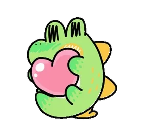 ❤️ dd62755d 恐竜, かわいい, カワイイ, ハート, 愛, 緑, 動物, ステッカー telegram sticker