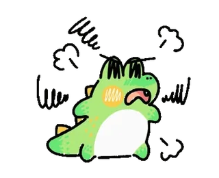 😤 8ad23263 I'm really worried!! 만화, 공룡, 걱정, 불안, 귀여운, 초록 telegram sticker