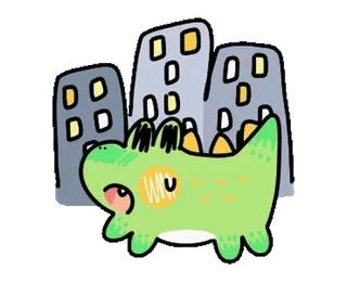 🏙 9cc4ca78 공룡, 괴물, 도시, 건물, 만화, 스티커, 귀여운, 카와이 telegram sticker