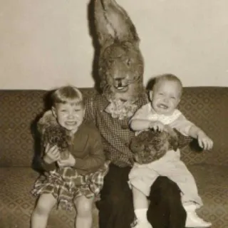 🤣 0fe6fa73 creepy, rabbit, children, vintage, scary whatsapp sticker