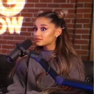 💧 7f48605f Ariana Grande celebridad, cantante, mujer, micrófono, retrato telegram sticker