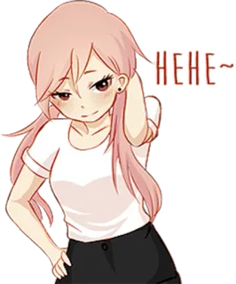 😏 08d7ba10 HEHE~ アニメ, 女の子, 可愛い, ピンク髪, えへへ telegram sticker