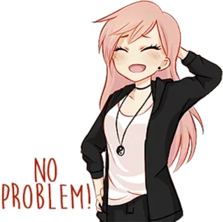 😄 123af6b8 NO PROBLEM! アニメ, 漫画, 女の子, ピンク髪, 問題ない, かわいい telegram sticker
