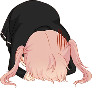 😓 2cea1fb9 アニメ, お辞儀, 謝罪, 可愛い, 女子高生, ピンク髪 telegram sticker