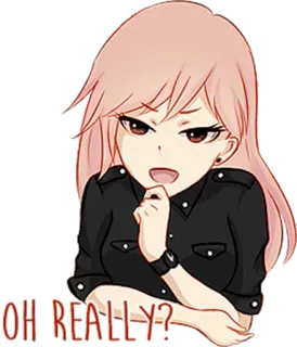 😏 9f26b8e1 OH REALLY? アニメ, 女の子, 質問, マジで?, 皮肉, 表情 telegram sticker