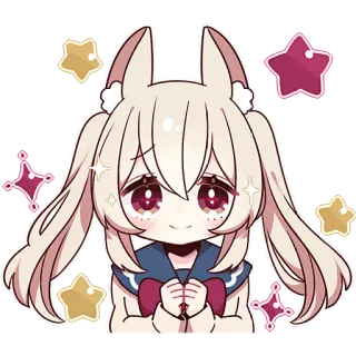 🥰 c74c9e47 Ragazza anime, Chibi, Carino, Kawaii, Orecchie, Adesivo, Stelle telegram sticker