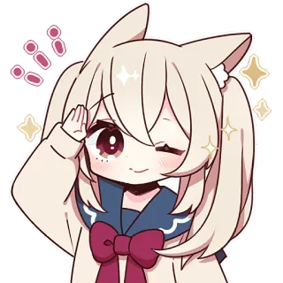 👋 f7ec7a1f Anime, Ragazza gatto, Kawaii, Carino, Scintillio, Occhiolino telegram sticker
