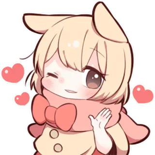 👋 417b7d5d Anime, Kawaii, Fille, Mignon, Signe de la main, Coeurs telegram sticker