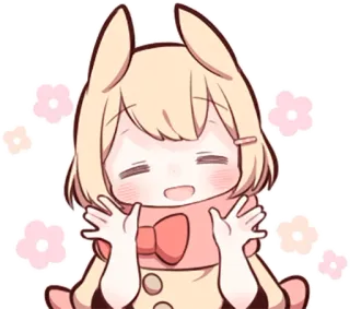 😄 570edb37 Anime, Mignon, Kawaii, Chibi, Fleurs, Souriant, Fille telegram sticker