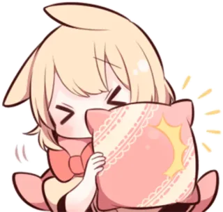 😣 93f933b7 Anime, Kawaii, Mignon, Oreiller, Dessin animé, Chibi telegram sticker