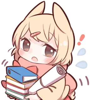 📚 b1c5f76b Anime, Fille, Livres, Kawaii, Mignon, Chibi, Dessin animé, Personnage telegram sticker