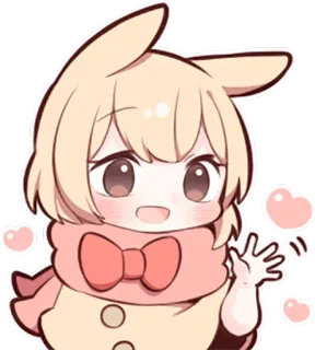 👋 d057101e mignon, anime, kawaii, autocollant, lapin, cœur telegram sticker