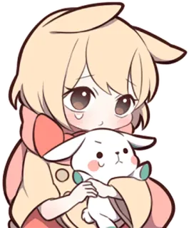 😓 08fe6e3e Kreskówka, Anime, Słodkie, Chibi, Dziewczyna, Królik, Kawaii telegram sticker