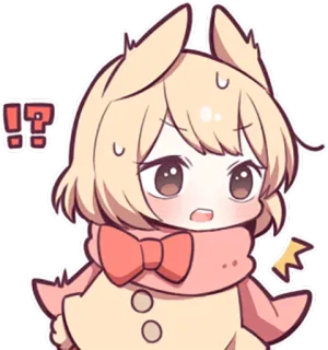 ⁉ 0cc5bd4b !?
 Anime, Pytanie, Wykrzyknik, Słodkie, Zdezorientowany, Kawaii, Chibi telegram sticker
