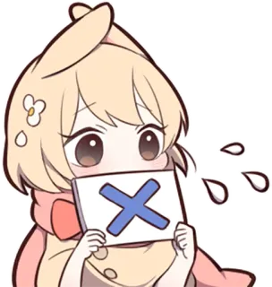 ❌ 0e010683 Anime, Postać, X znak, Smutny, Słodki telegram sticker