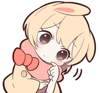 🤔 3d848634 uroczy, anime, kreskówka, królik, myślący, kawaii telegram sticker