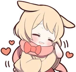 😅 98f4ed25 anime, słodkie, kawaii, serca, kreskówka, chibi, szalik telegram sticker