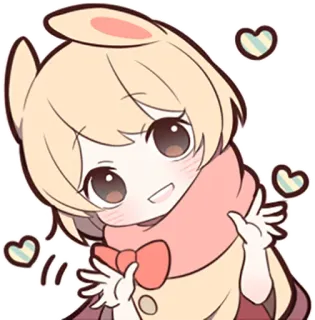 👋 a8a0e59f Anime, Kreskówka, Słodkie, Kawaii, Królik, Serca, Postać, Naklejka telegram sticker
