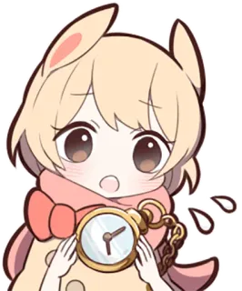 ⏱ adffc431 Anime, Słodkie, Królik, Uszy, Kawaii, Zegar, Zegarek kieszonkowy telegram sticker