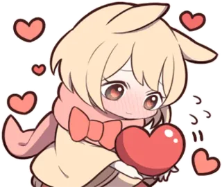 💗 ae1c9761 Anime, Kawaii, Słodkie, Serce, Miłość, Chibi, Rumieniec telegram sticker