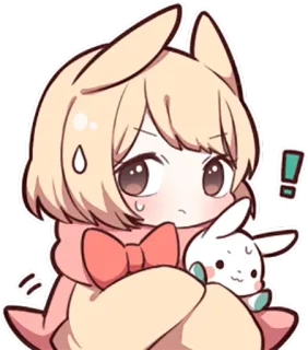 ❗ d5b25a65 Anime, Kawaii, Słodkie, Kreskówka, Chibi, Królik, Królik telegram sticker