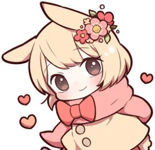 🙂 e421a44c Anime, Kawaii, Królik, Słodkie, Kreskówka, Naklejka, Ilustracja telegram sticker