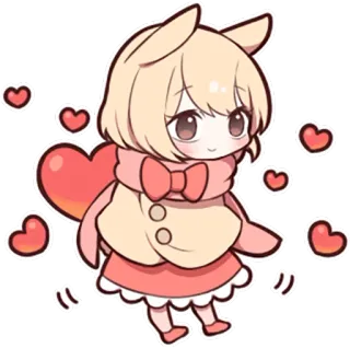 💕 ee43f3b9 Anime, Kawaii, Słodkie, Dziewczyna, Serca, Miłość, Chibi telegram sticker