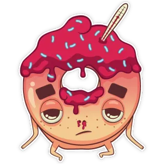 🤒 51724c96 ciambella, malato, termometro, cibo, cartone animato, personaggio, dolce telegram sticker