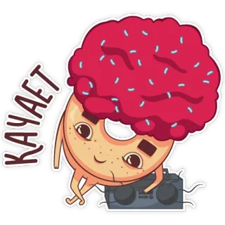 🎤 59bee8d2 КАЧАЕТ donut, kawaii, carino, cartone animato, boombox, dolce telegram sticker