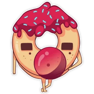 😗 75612305 donut, cartone animato, gomma da masticare, cibo, dolce, personaggio telegram sticker