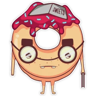 💡 7654b6b2 SWEETS donut, dolci, cartoni animati, cibo, occhiali, divertente telegram sticker